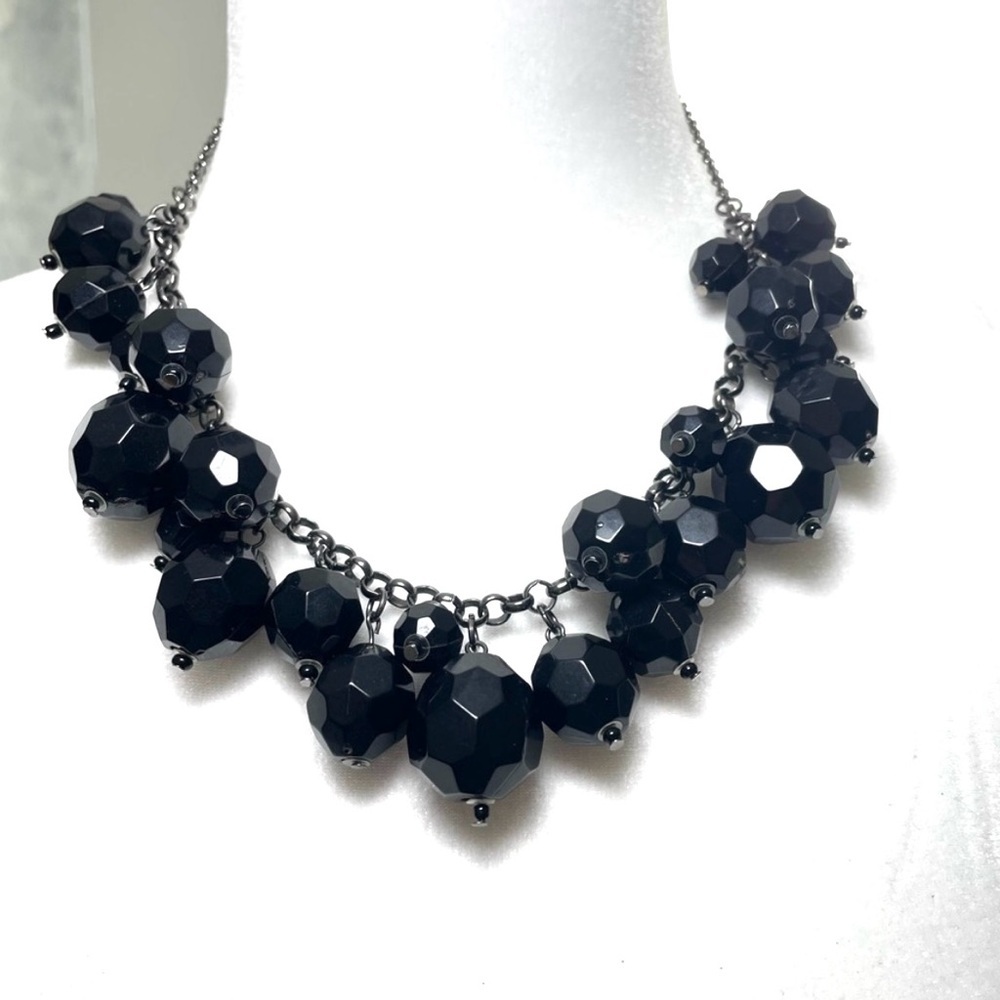 Chunky Black Beaded Necklace